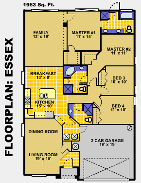 Example floor plan for the Essex model at Glenbrook Resort