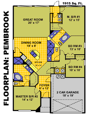 Example floor plan for the Pembrook model at Glenbrook Resort