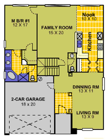 Example floor plan for the Pembrook model at Glenbrook Resort