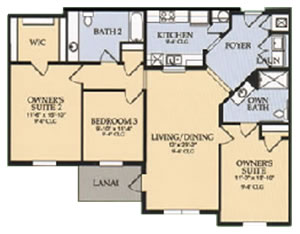 Vista Cay, 3 Bedroom Condo Floor Plan