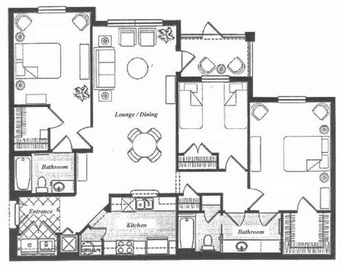 Windsor Palms Resort, 3 Bedroom Condo Floor Plan